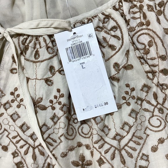 Ralph Lauren Women's Eyelet Cream and Brown Embroidered Blouse - Picture 11 of 16